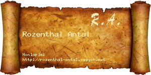 Rozenthal Antal névjegykártya